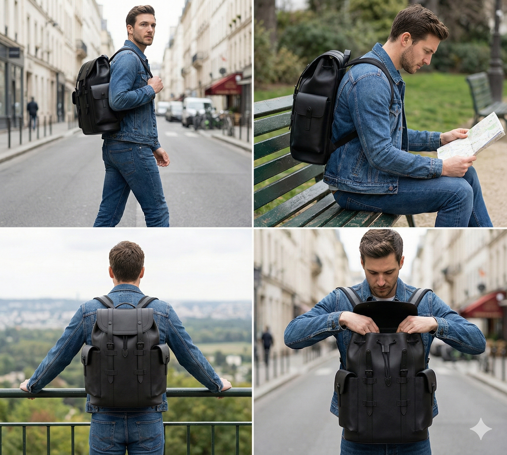 The Midnight Noir Leather Rucksack